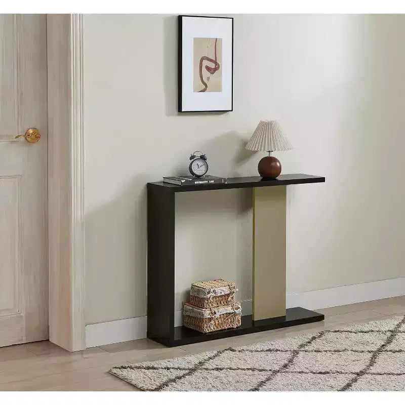 Kings Brand Furniture Collezione Tavoli Hayward, Tavolini laterali o da consolle moderni con ripiano portaoggetti per soggiorno, ingresso, corridoio