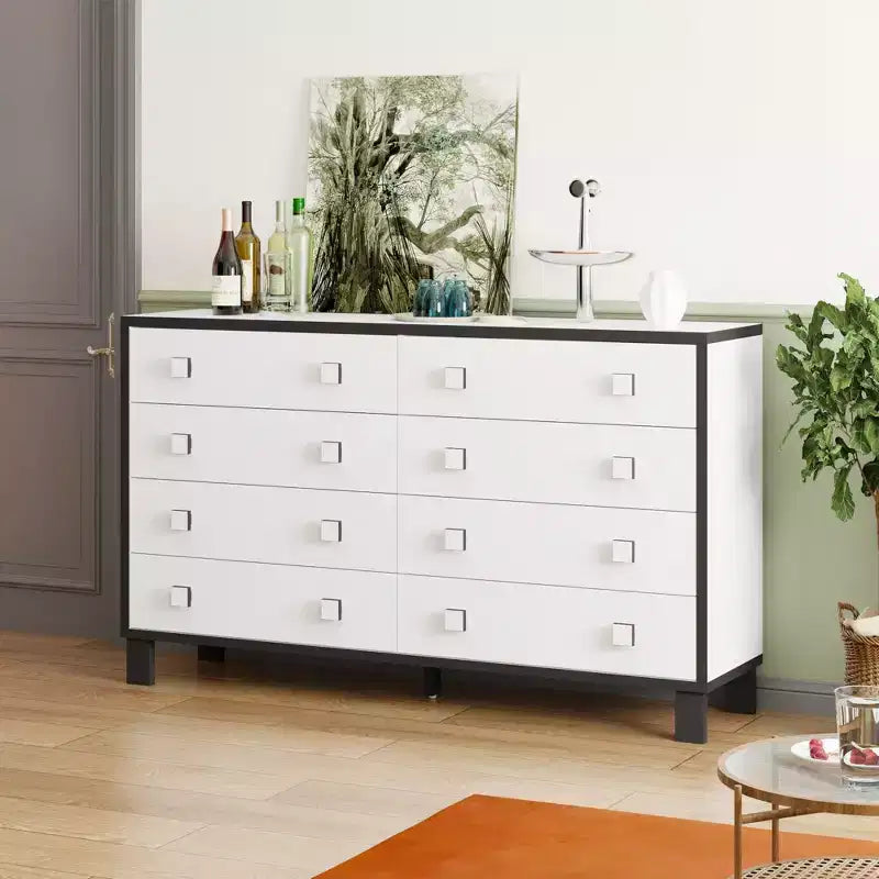 Famapy Cassettiera Moderna Orizzontale per Camera da Letto, Cassettiera Multifunzionale per Soggiorno, Bianca