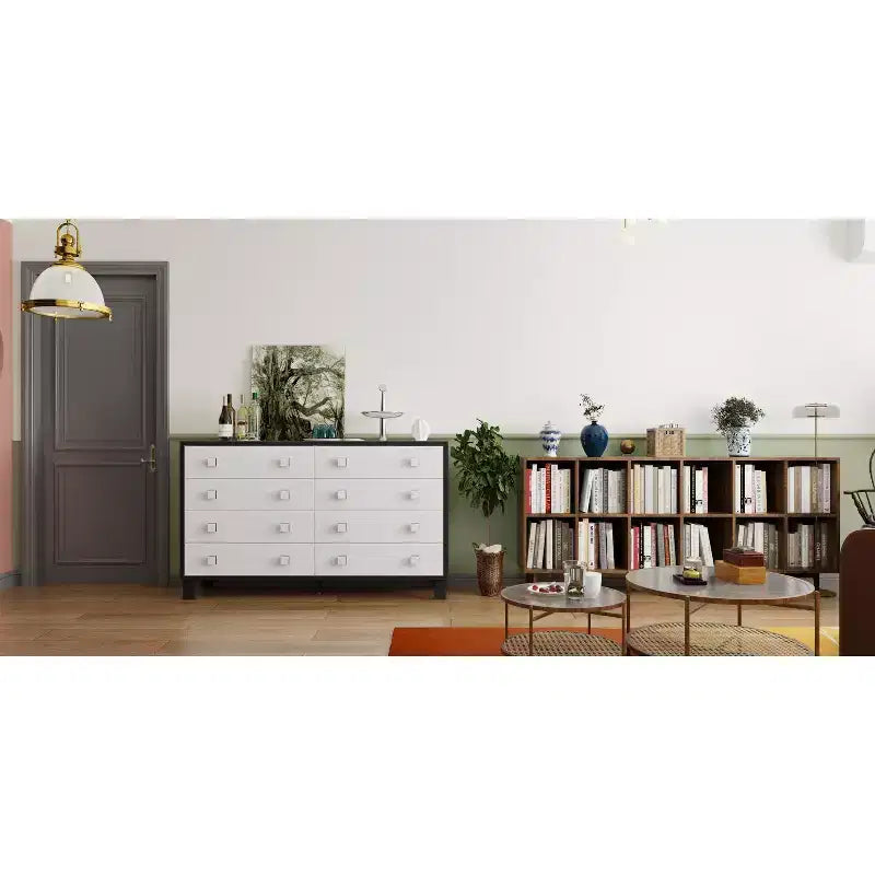 Famapy Cassettiera Moderna Orizzontale per Camera da Letto, Cassettiera Multifunzionale per Soggiorno, Bianca