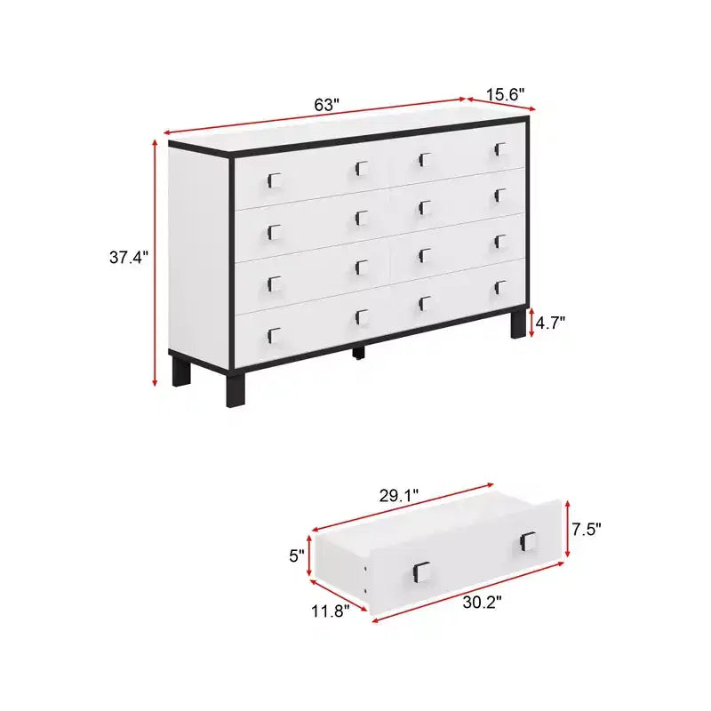 Famapy Cassettiera Moderna Orizzontale per Camera da Letto, Cassettiera Multifunzionale per Soggiorno, Bianca