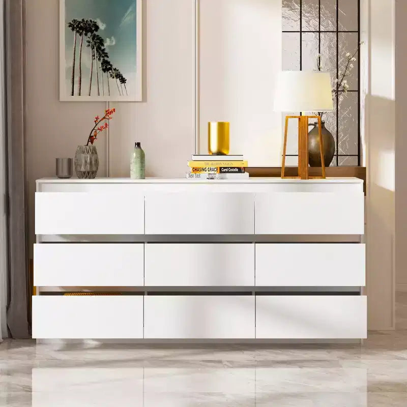 Cassettiera orizzontale a 9 cassetti Famapy, stile moderno e minimalista - Organizzatore spazioso per camera da letto/soggiorno