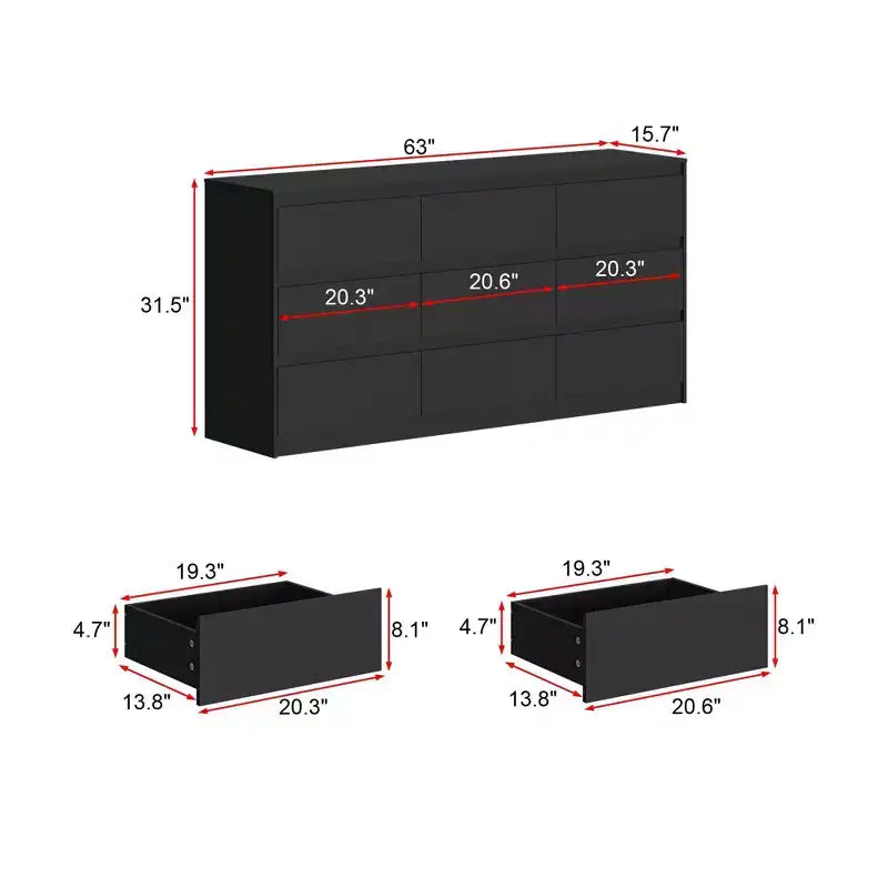 Cassettiera orizzontale a 9 cassetti Famapy, stile moderno e minimalista - Organizzatore spazioso per camera da letto/soggiorno