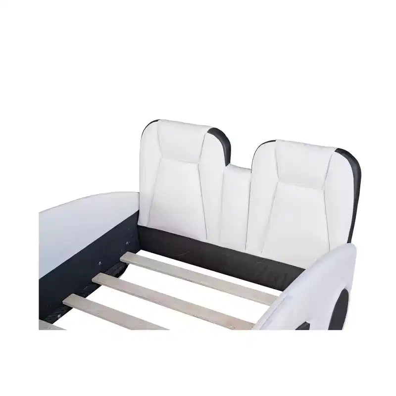 Letto a piattaforma Whisen Twin Size a forma di auto da corsa dal design accattivante con ruote