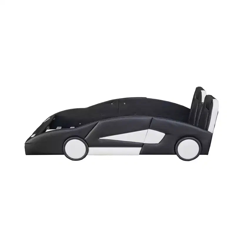 Letto a piattaforma Whisen Twin Size a forma di auto da corsa dal design accattivante con ruote