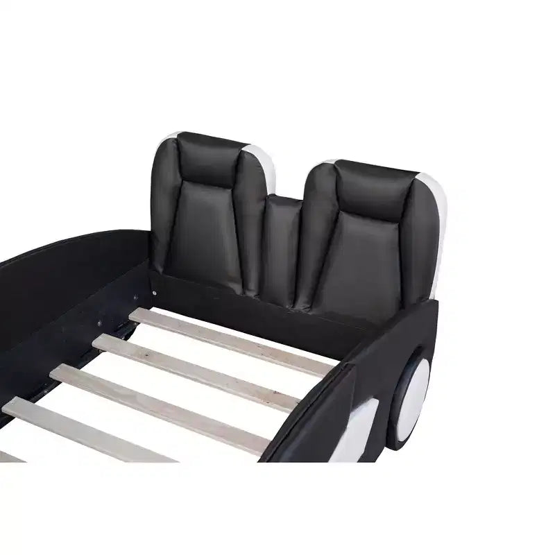 Letto a piattaforma Whisen Twin Size a forma di auto da corsa dal design accattivante con ruote