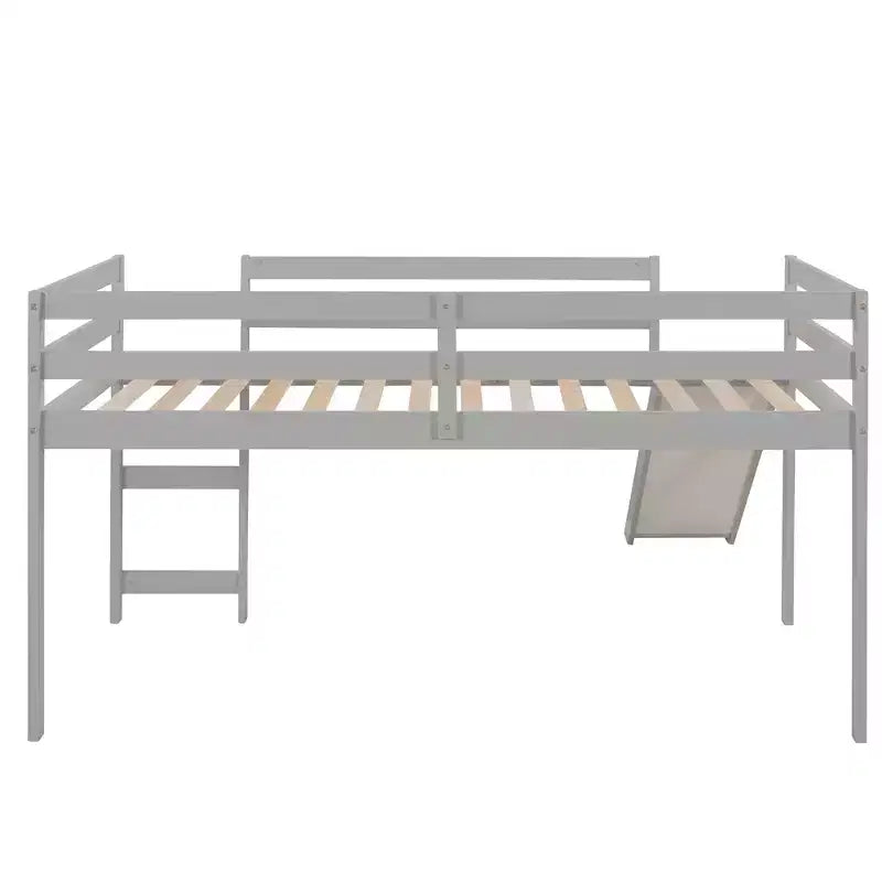 Whisen 79.5L x 41.8W Elegante letto a soppalco basso per ragazzi con scaletta e scivolo incorporati, design multifunzionale