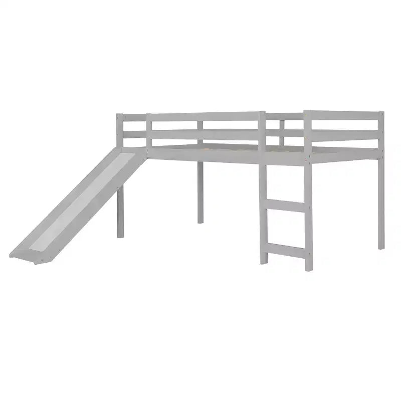 Whisen 79.5L x 41.8W Elegante letto a soppalco basso per ragazzi con scaletta e scivolo incorporati, design multifunzionale