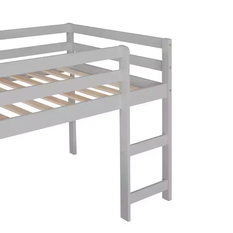 Whisen 79.5L x 41.8W Elegante letto a soppalco basso per ragazzi con scaletta e scivolo incorporati, design multifunzionale