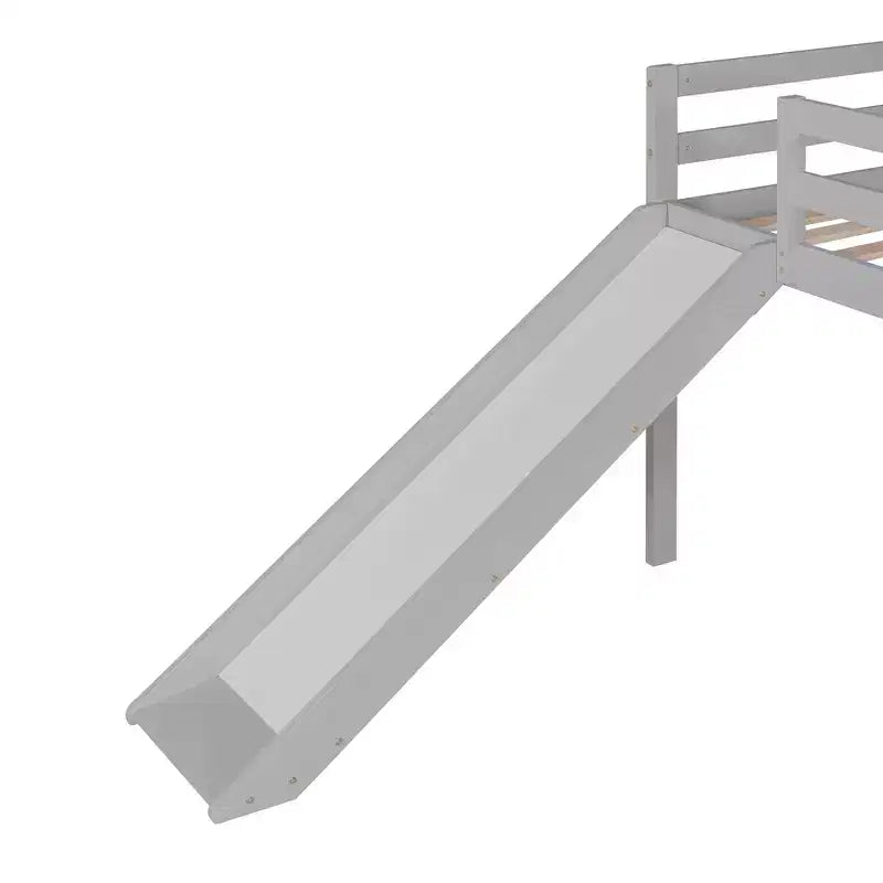 Whisen 79.5L x 41.8W Elegante letto a soppalco basso per ragazzi con scaletta e scivolo incorporati, design multifunzionale