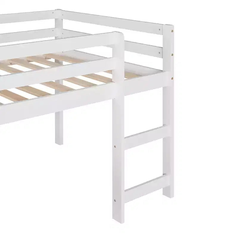 Whisen 79.5L x 41.8W Elegante letto a soppalco basso per ragazzi con scaletta e scivolo incorporati, design multifunzionale