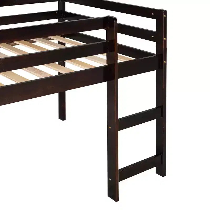 Whisen 79.5L x 41.8W Elegante letto a soppalco basso per ragazzi con scaletta e scivolo incorporati, design multifunzionale