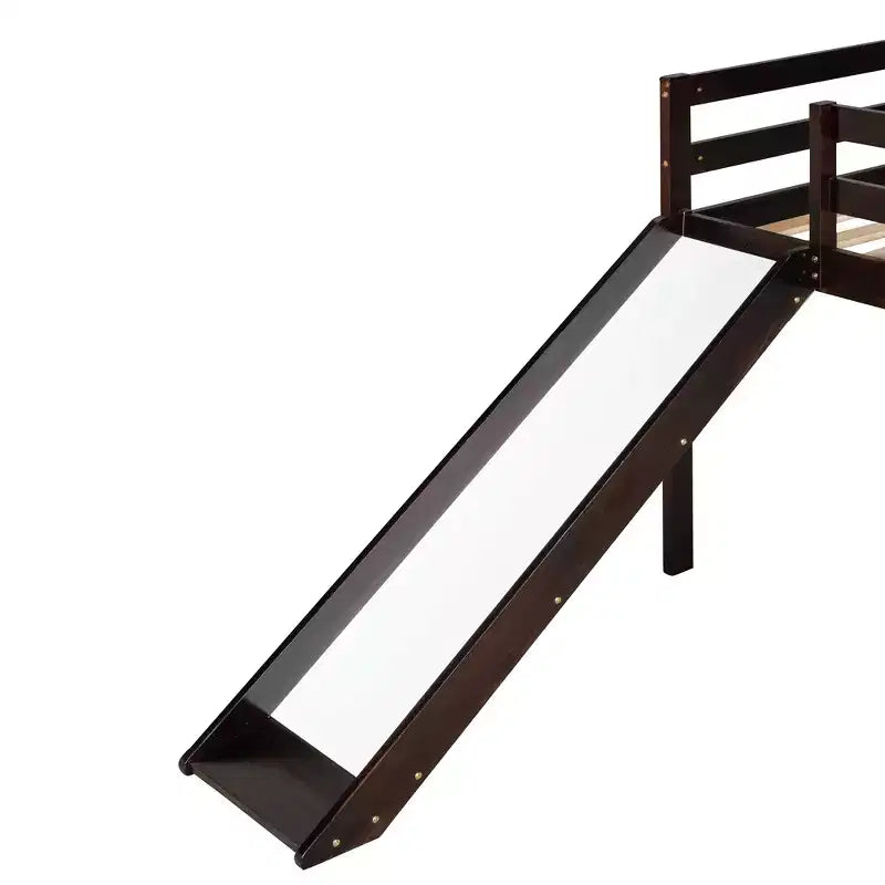 Whisen 79.5L x 41.8W Elegante letto a soppalco basso per ragazzi con scaletta e scivolo incorporati, design multifunzionale