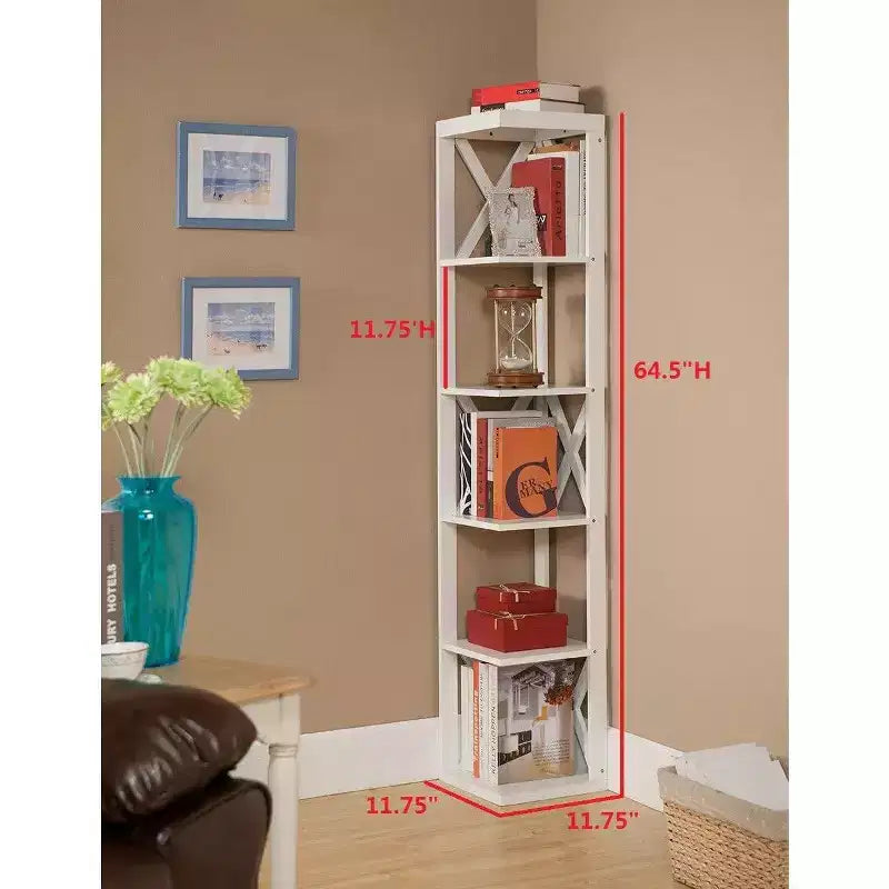 Kings Brand Furniture - Scaffale angolare a 5 ripiani/Espositore per libri