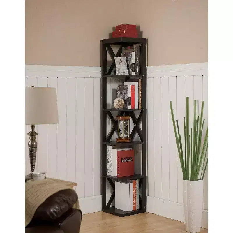 Kings Brand Furniture - Corner Unit 5 Tier Bookshelf/Bookcase Display Stand
