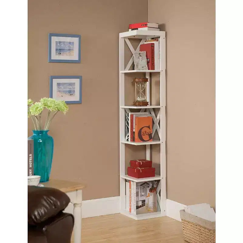 Kings Brand Furniture - Scaffale angolare a 5 ripiani/Espositore per libri