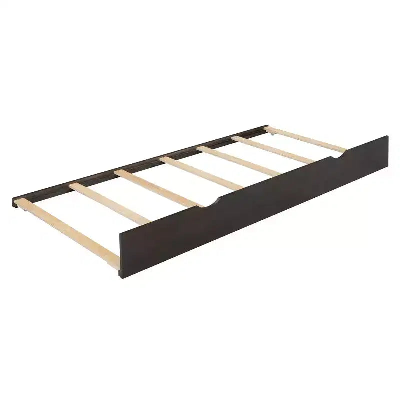 Letto a piattaforma matrimoniale in legno Whisen con letto estraibile e 2 cassetti