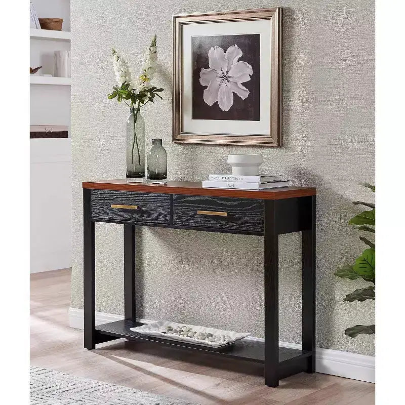 Kings Brand Furniture - Modern Console Table with 2 Storage Drawers and Open Shelf, Sofa Table for Hallway, Living Room, or Bedroom