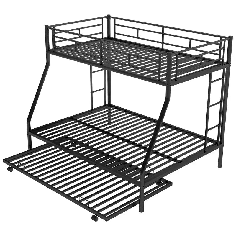 Letto a castello Whisen Twin over Full con robusto telaio in acciaio, con letto estraibile Twin e due scalette laterali