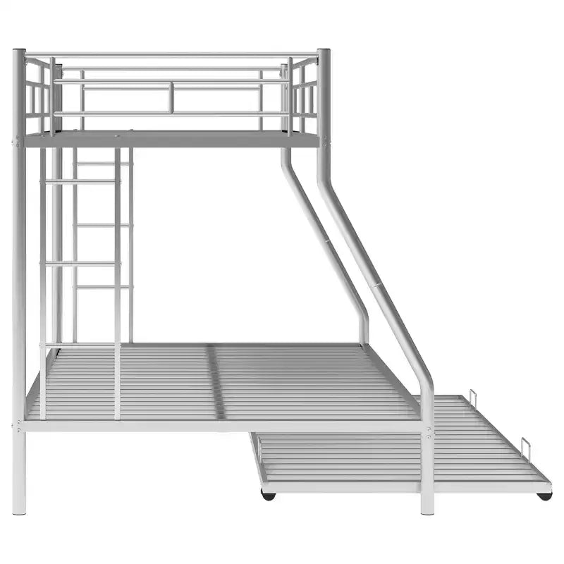 Letto a castello Whisen Twin over Full con robusto telaio in acciaio, con letto estraibile Twin e due scalette laterali
