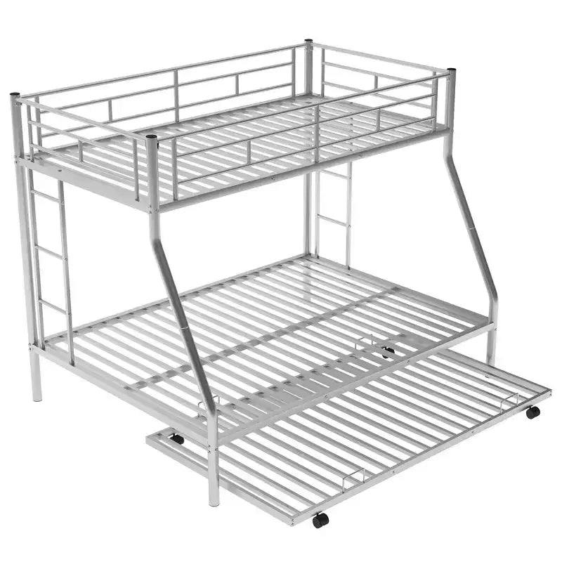 Letto a castello Whisen Twin over Full con robusto telaio in acciaio, con letto estraibile Twin e due scalette laterali