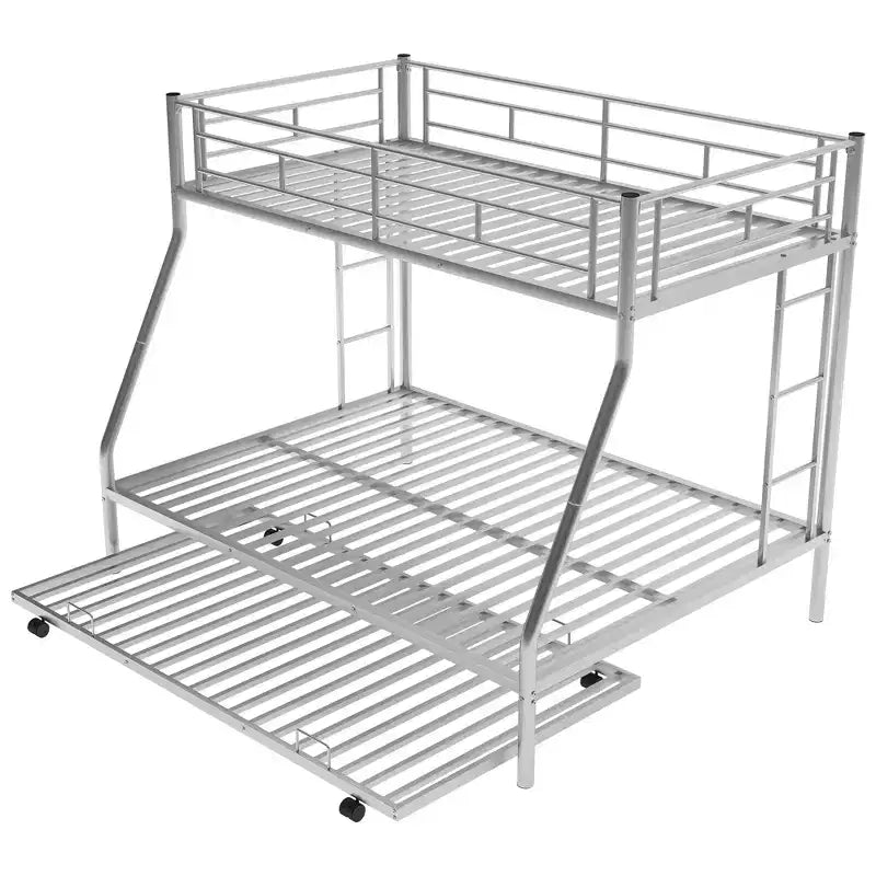 Letto a castello Whisen Twin over Full con robusto telaio in acciaio, con letto estraibile Twin e due scalette laterali