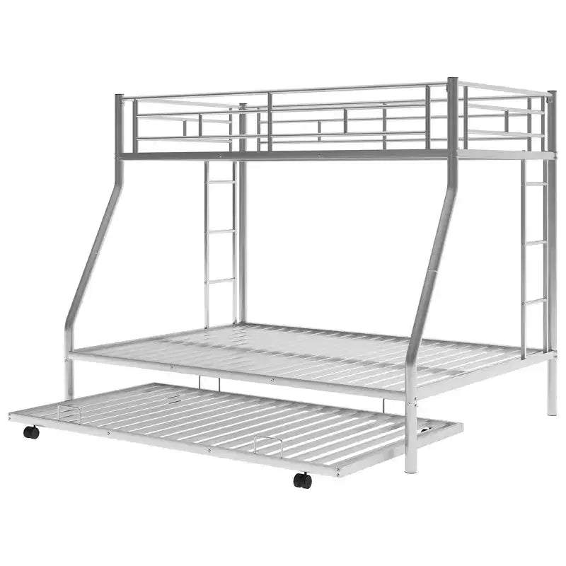 Letto a castello Whisen Twin over Full con robusto telaio in acciaio, con letto estraibile Twin e due scalette laterali