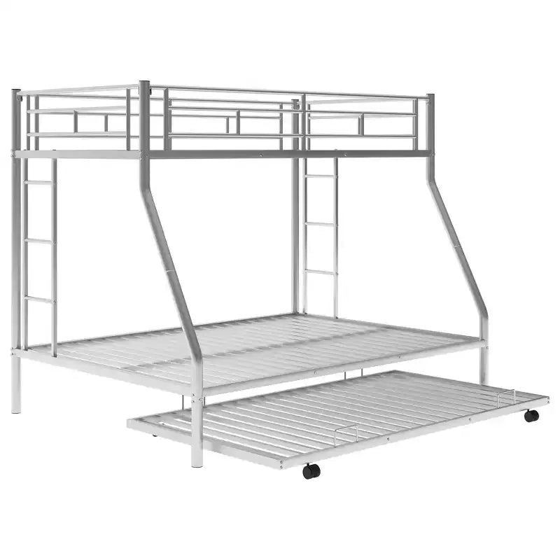 Letto a castello Whisen Twin over Full con robusto telaio in acciaio, con letto estraibile Twin e due scalette laterali
