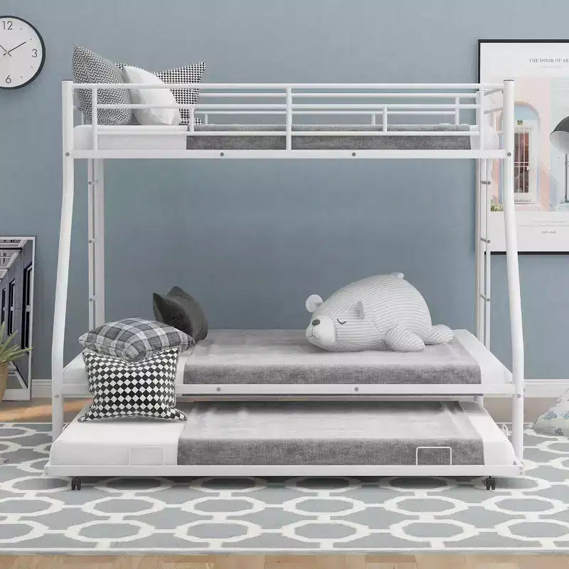 Letto a castello Whisen Twin over Full con robusto telaio in acciaio, con letto estraibile Twin e due scalette laterali