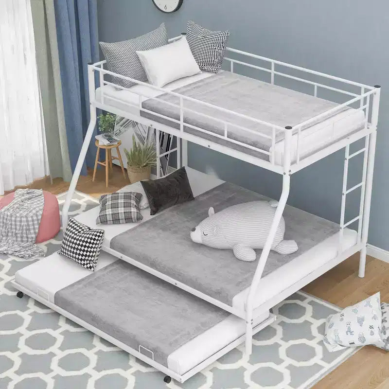 Letto a castello Whisen Twin over Full con robusto telaio in acciaio, con letto estraibile Twin e due scalette laterali