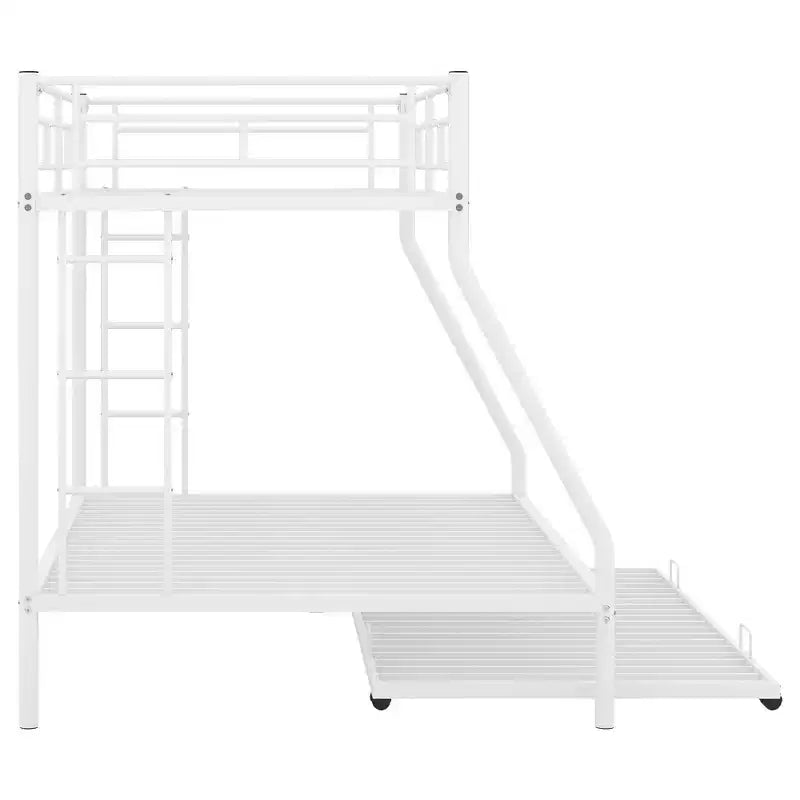 Letto a castello Whisen Twin over Full con robusto telaio in acciaio, con letto estraibile Twin e due scalette laterali