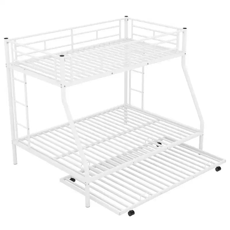 Letto a castello Whisen Twin over Full con robusto telaio in acciaio, con letto estraibile Twin e due scalette laterali