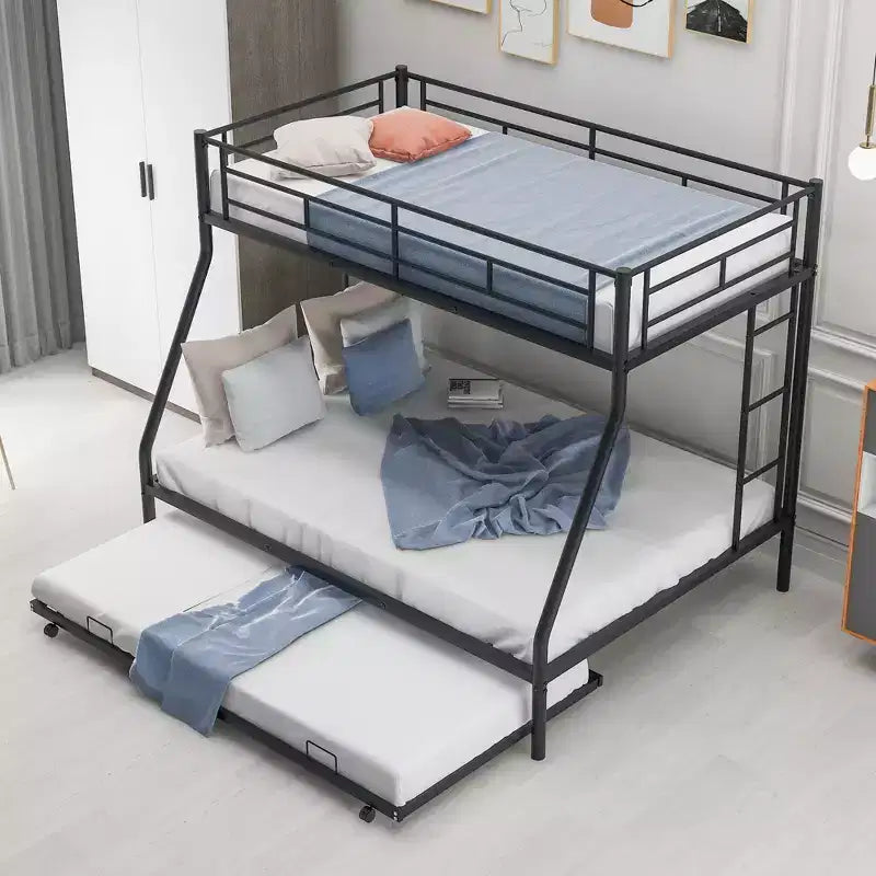 Letto a castello Whisen Twin over Full con robusto telaio in acciaio, con letto estraibile Twin e due scalette laterali