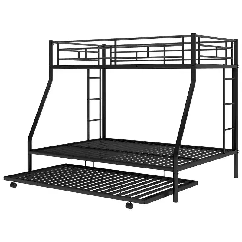 Letto a castello Whisen Twin over Full con robusto telaio in acciaio, con letto estraibile Twin e due scalette laterali