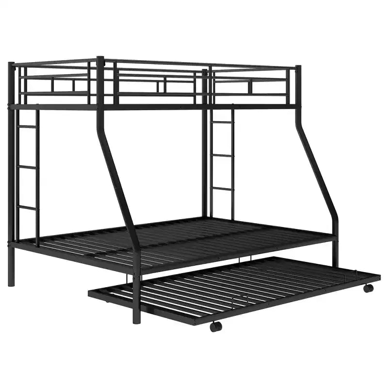 Letto a castello Whisen Twin over Full con robusto telaio in acciaio, con letto estraibile Twin e due scalette laterali