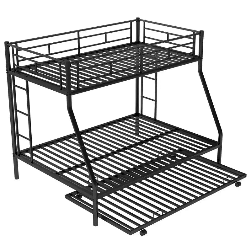 Letto a castello Whisen Twin over Full con robusto telaio in acciaio, con letto estraibile Twin e due scalette laterali