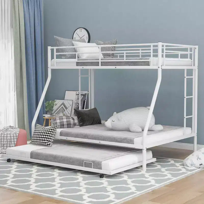 Letto a castello Whisen Twin over Full con robusto telaio in acciaio, con letto estraibile Twin e due scalette laterali