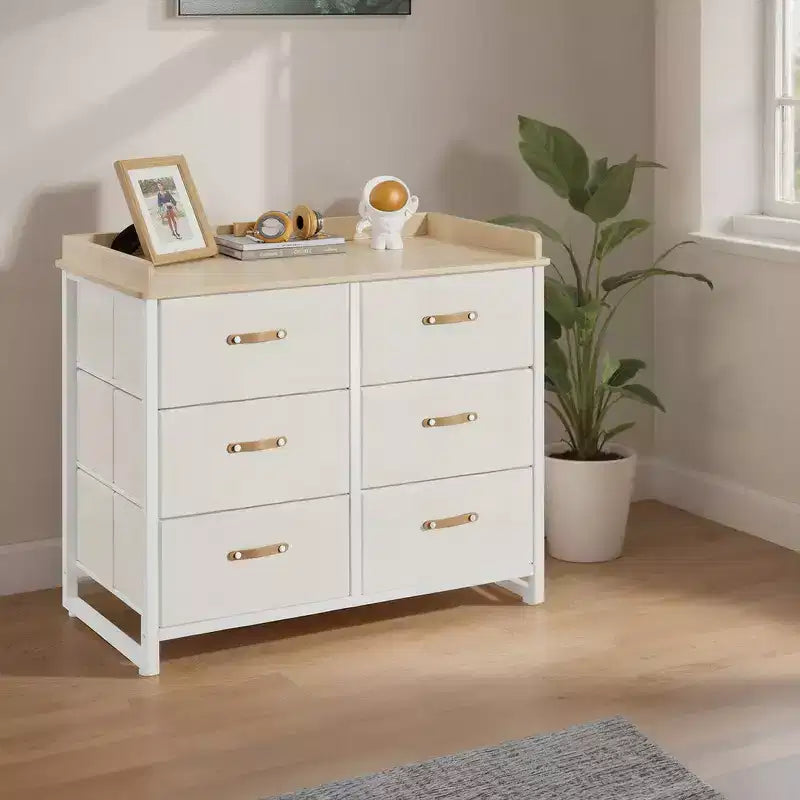 Comò per Camera da Letto con 6 Cassetti, Cassettiera, con Fasciatoio Impermeabile, Armadietto Contenitore Organizzatore