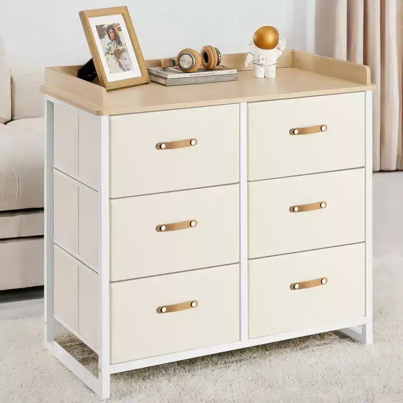 Comò per Camera da Letto con 6 Cassetti, Cassettiera, con Fasciatoio Impermeabile, Armadietto Contenitore Organizzatore