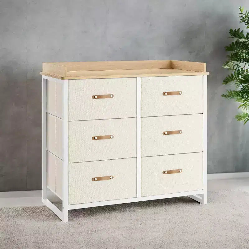Comò per Camera da Letto con 6 Cassetti, Cassettiera, con Fasciatoio Impermeabile, Armadietto Contenitore Organizzatore