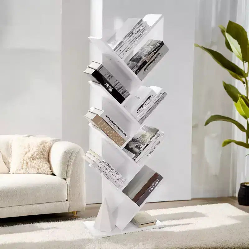 Libreria ad albero a 9 ripiani, Scaffale autoportante, Scaffale salvaspazio, per Camera da letto, Soggiorno, Ufficio domestico