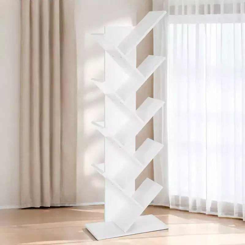 Libreria ad albero a 9 ripiani, Scaffale autoportante, Scaffale salvaspazio, per Camera da letto, Soggiorno, Ufficio domestico