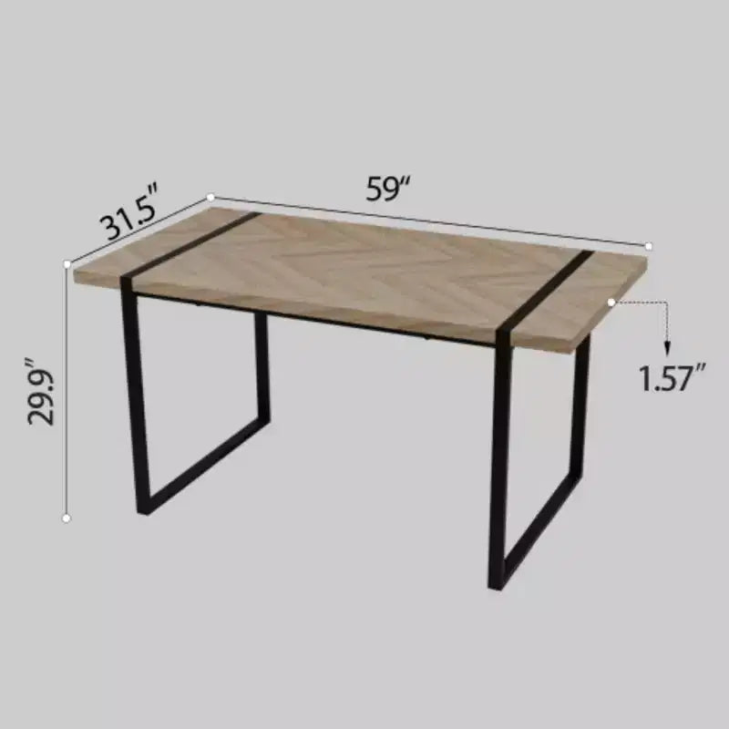 Tavolo da pranzo industriale rettangolare in MDF per 4-6 persone, piano in legno spesso 3,8 cm con gambe in metallo, per casa e cucina