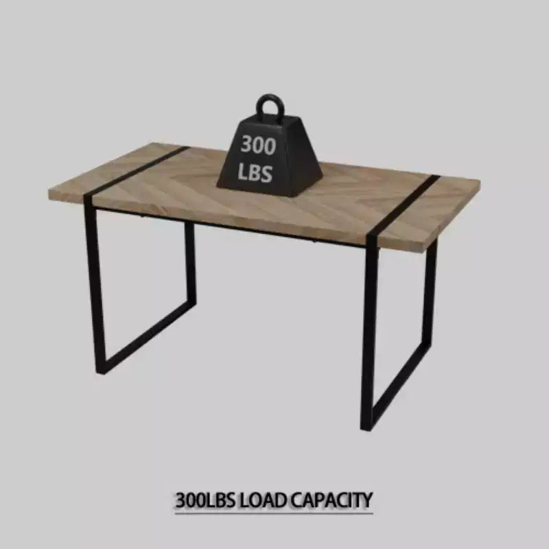 Tavolo da pranzo industriale rettangolare in MDF per 4-6 persone, piano in legno spesso 3,8 cm con gambe in metallo, per casa e cucina