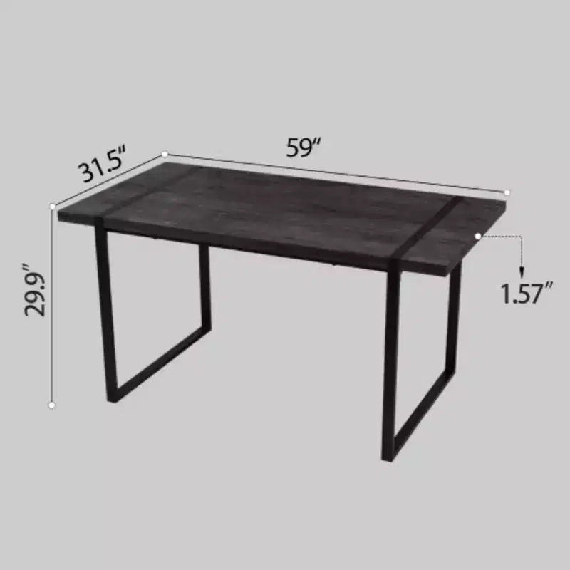 Tavolo da pranzo industriale rettangolare in MDF per 4-6 persone, piano in legno spesso 3,8 cm con gambe in metallo, per casa e cucina