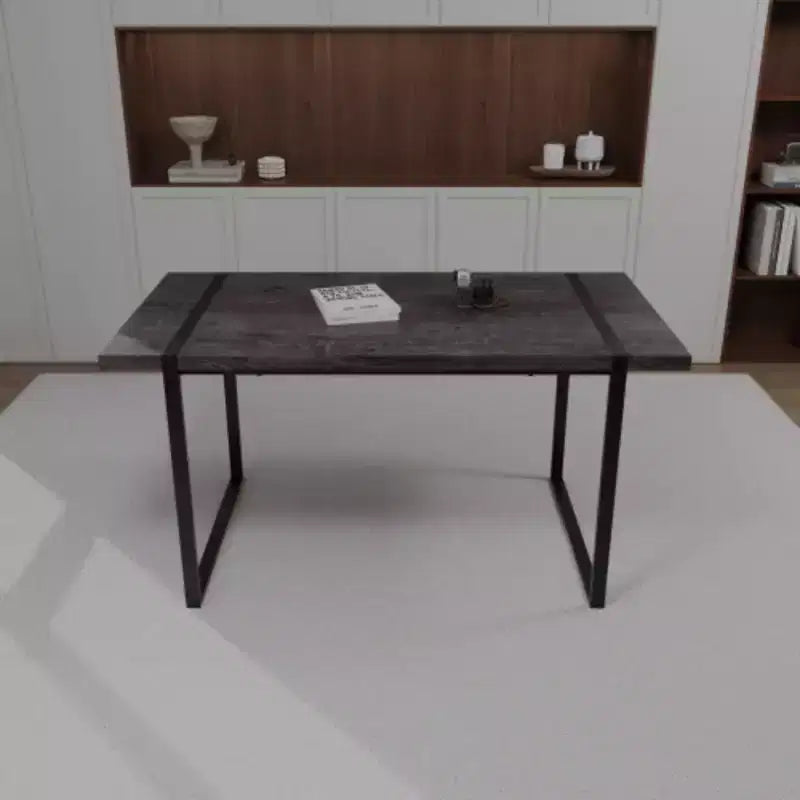 Tavolo da pranzo industriale rettangolare in MDF per 4-6 persone, piano in legno spesso 3,8 cm con gambe in metallo, per casa e cucina