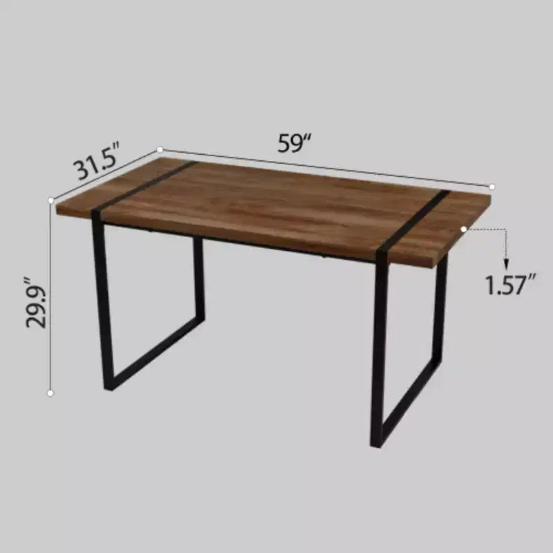 Tavolo da pranzo industriale rettangolare in MDF per 4-6 persone, piano in legno spesso 3,8 cm con gambe in metallo, per casa e cucina
