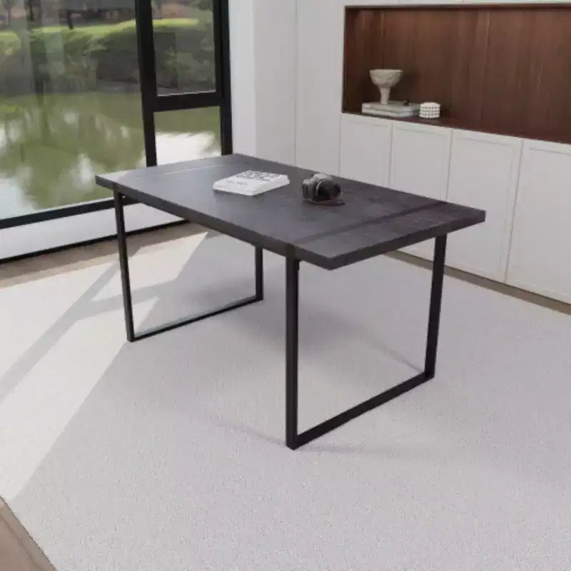 Tavolo da pranzo industriale rettangolare in MDF per 4-6 persone, piano in legno spesso 3,8 cm con gambe in metallo, per casa e cucina