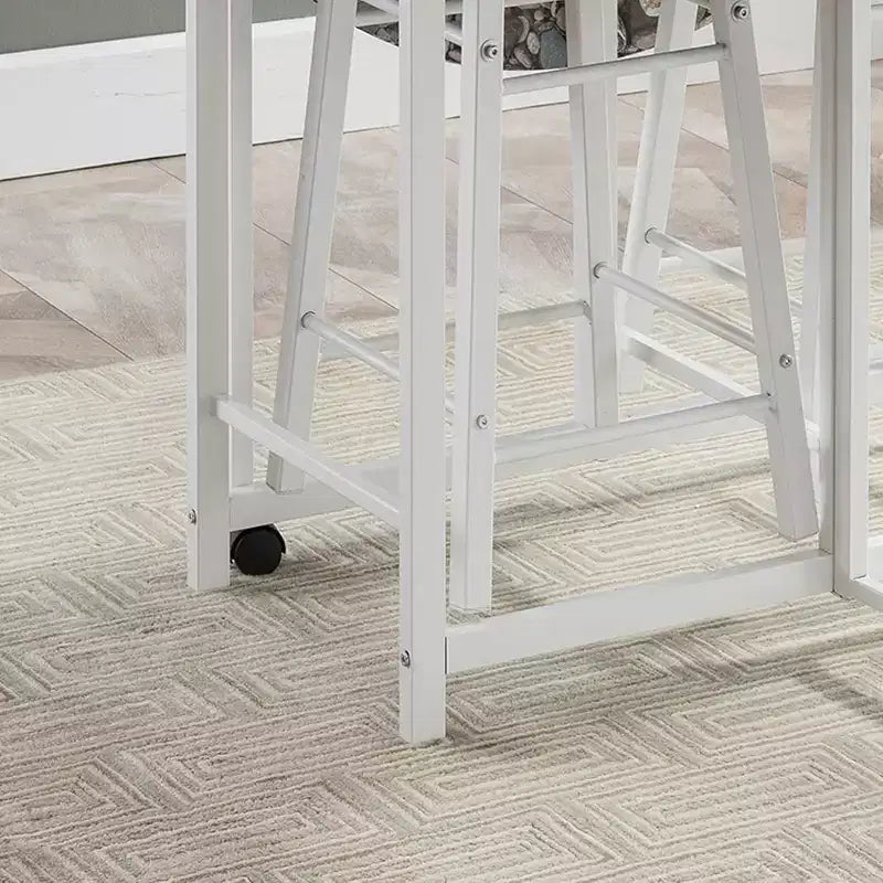 Kings Brand Furniture Set Tavolo da Pranzo 3 Pezzi Akins con Piano in Finto Marmo e Sgabelli in Finta Pelle
