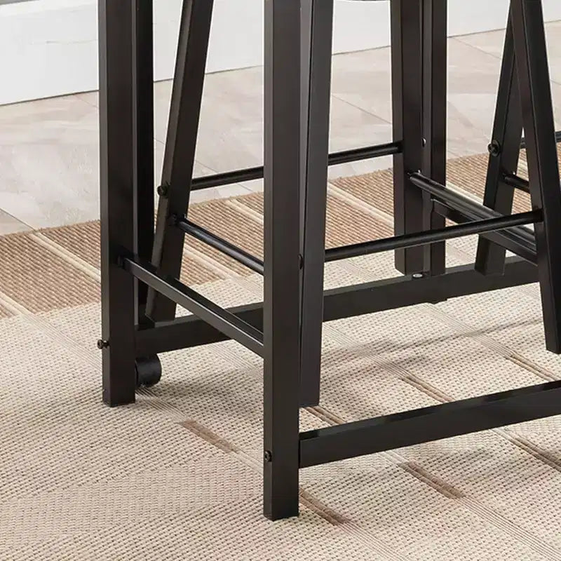 Kings Brand Furniture Set Tavolo da Pranzo 3 Pezzi Akins con Piano in Finto Marmo e Sgabelli in Finta Pelle