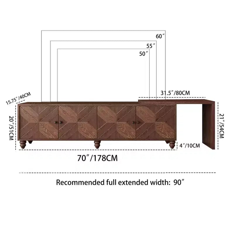 Mobile TV allungabile in legno GDFStudio Mamie Modern 90 con 2 ante